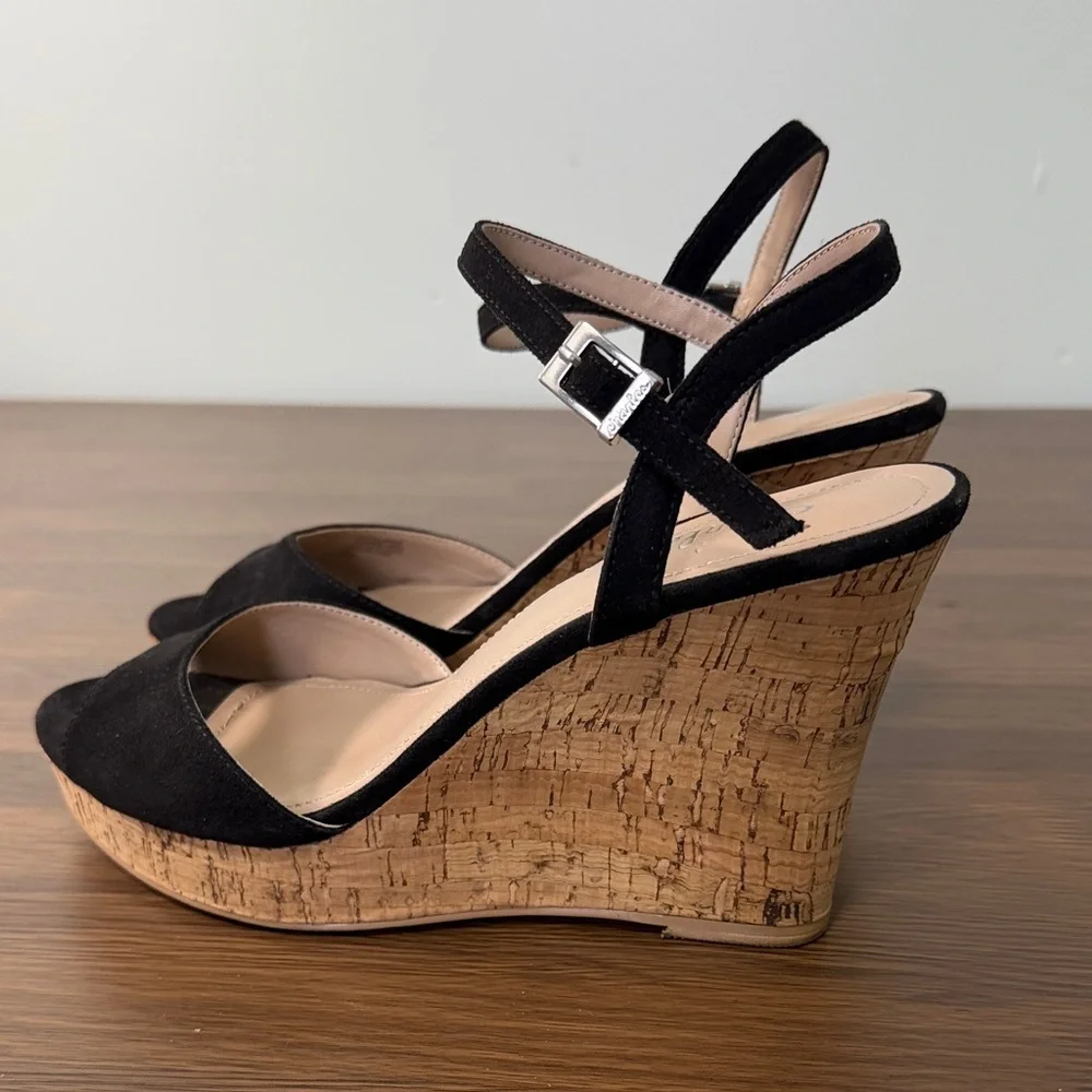 Charles By Charles David Black Cork Wedges Sz 8.5‎